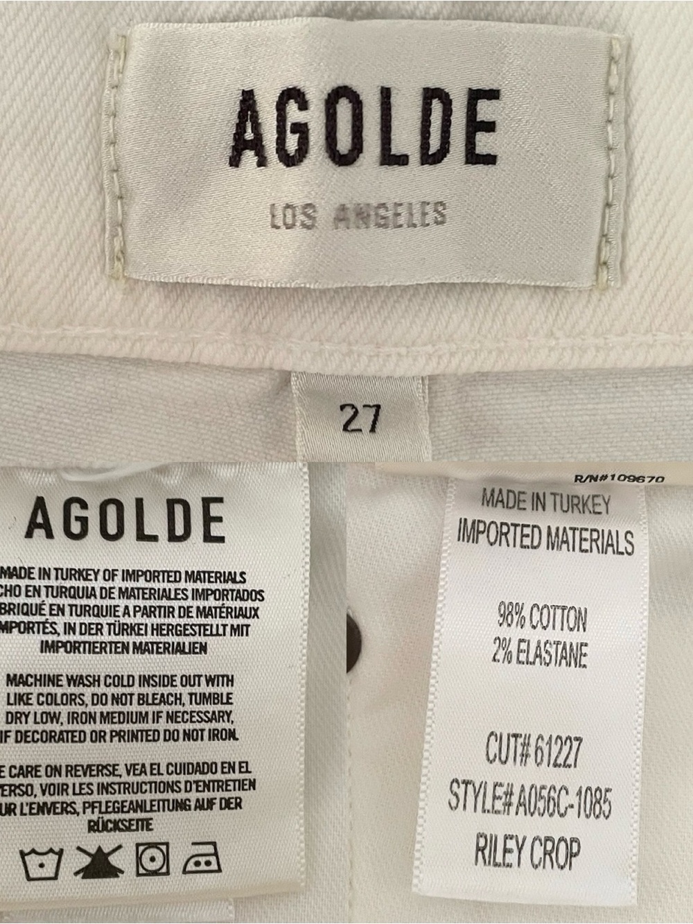 Agolde Riley High Rise Crop Straight Jeans 27 - Picture 13 of 13